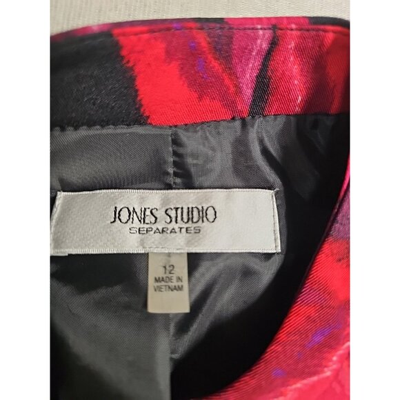 Jones Studio Separates ~Woman Size 12~ Abstract Fuchsia Pink Black Jacket Blazer - Picture 4 of 7